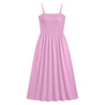 thumbnail image 4 of ClodeEU Women's Square Neck Spaghetti Strap Midi Dress,Casual A Line Flowy Dress with Pockets Pink,Women's Plus XL, 4 of 5