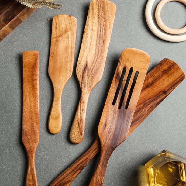 Espátula Yirtree de madera de cerezo, suministros para espátula, raspador de fundición, cucharas de madera para cocinar, utensilio multiusos