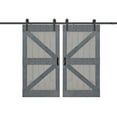 thumbnail image 2 of K Series 84in. X 84in. French Gray/Dark Gray Finished DIY Knotty Pine Wood Double Sliding Barn Door With Hardware Kit, 2 of 5