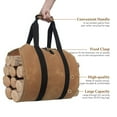 thumbnail image 4 of Portador de leña Bolsa de transporte de madera con asas Portador de troncos de lona encerada durader Meterk Café, 4 of 7