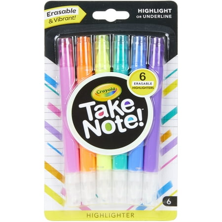 UPC: 0071662065041 | Crayola Take Note! Chisel Tip Erasable Highlighters  6 Count  Ages 6+