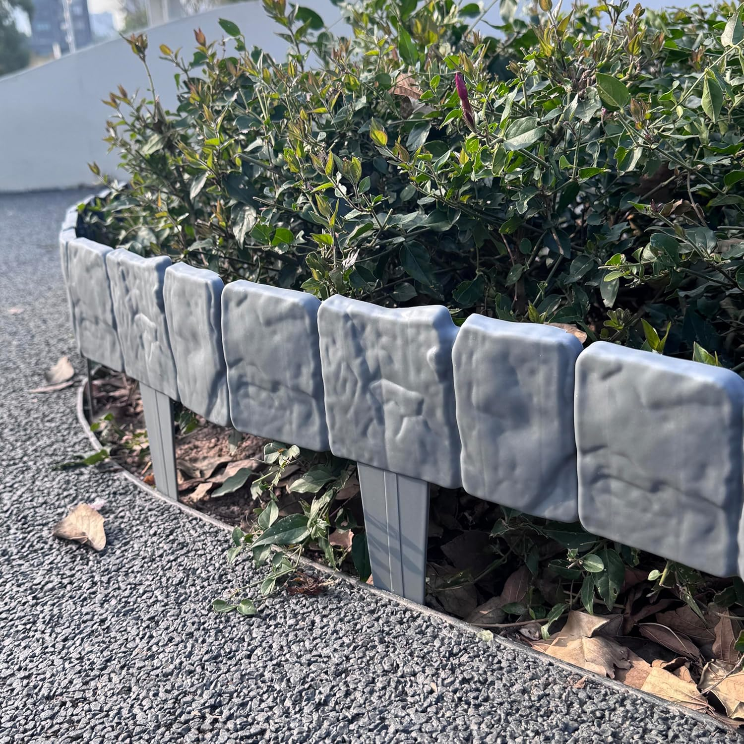 Topboutique 10 Pcs Landscape Edging Border,Garden Edging,No Dig Plastic Stone Effect Edging for Landscaping,Flower Bed Edging for Flower Beds/Gardens/Lawns/Patios/DIY Yard Landscaping,Gray