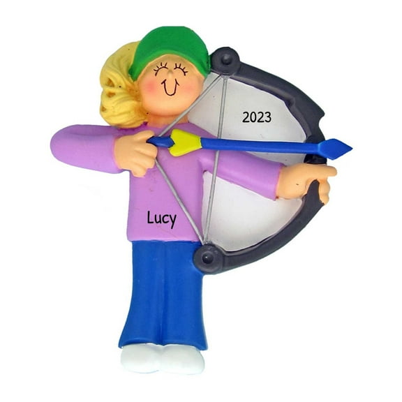Ornaments by Elves Personalized Archery Ornament 2024 - Blonde Girl Archer Ornaments Archery Gifts