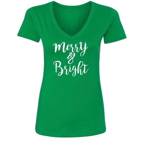 Merry & Bright Womens V-Neck Tee