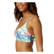 ONEILL Womens White Floral Stretch V-Neck Removable Cups Adjustable Tie Blue Middles Arbor Bralette Swimsuit Top XS