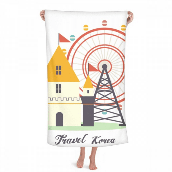 Visiting theme park in South Korea Hand Towel Bath Facecloth Soft Cotton Washcloth