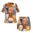 thumbnail image 5 of Kdxio Cute Cat Paw Print Pajamas Sets for Women Short-Sleeved Pjs with Lounge Shorts Two Piece Sleepwear S-4XL, 5 of 9