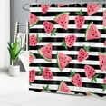 thumbnail image 2 of Country Pink Strawberry Shower Curtain for Bathroom, Summer Tropical Cool Fruit Watermelon Fabric Shower Curtain with Hooks,Black and White Striped Bathroom Curtain Shower Set, 72" W x 84" L, 2 of 6