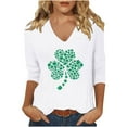 thumbnail image 2 of St Patricks Day Shirts for Women V Neck Graphic Tees Funny Festival Blouse 3/4 Sleeve Tunic Tops, White C 5XL, 2 of 4