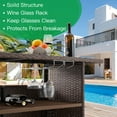 thumbnail image 3 of AVAWING Patio PE Wicker Rattan Bar Table(54.7 x 36.8 x 18.1) w/ 2 Steel Shelves & Wine Rack, Brown, 3 of 8