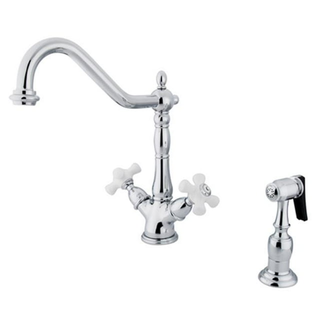 Kingston Brass KS1231PXBS Double Handle Kitchen Faucet With Side Sprayer