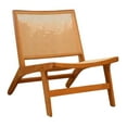 thumbnail image 2 of veasfak Wood Frame Handwoven Rattan Lounge Chair Multipurpose for Balcony 63x70x73cm Brown, 2 of 8