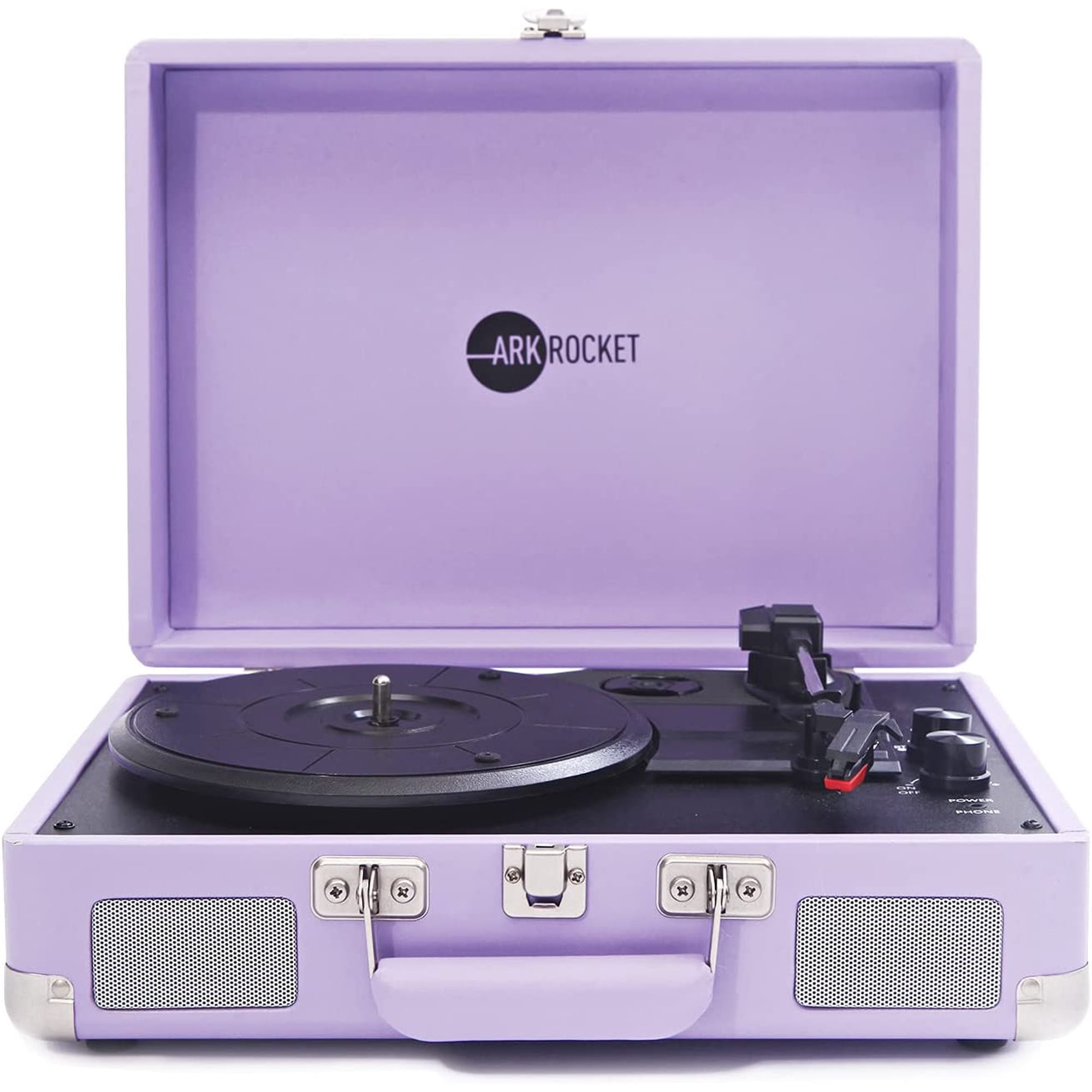 Arkrocket Curiosity Suitcase Bluetooth Turntable Vintage 3-Speed Record Player with Built-in Speakers Upgraded Turntable Audio Sound (Lavender)