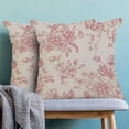 thumbnail image 2 of Spring Pink Floral Pillow Covers 18x18 Inch Set of 2, Chinoiserie Pink Flower Decorative Throw Pillowcase Vintage Floral Outdoor Cushion Cover for Sofa Couch Living Room Bed Decor, 2 of 6