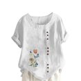 thumbnail image 1 of Túnica de Manga Corta Tops para las Mujeres Océano Pescado Impreso Blusa, Ropa Casual Ver Botón Arriba Camiseta, 1 of 7