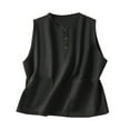 thumbnail image 2 of Women's Solid Color Button Down Tank Top Shirts Blouses for Women Casual Daily Wear Business Office Vacation Outfits Fashion Essential Gift for Ladies | CSEONE,Black XL, 2 of 7