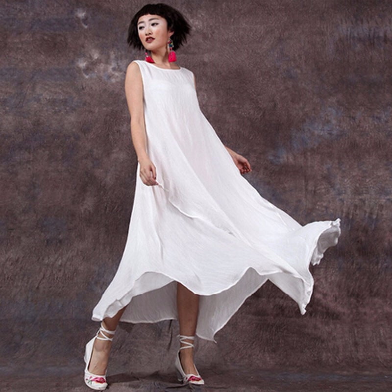 long linen dresses summer