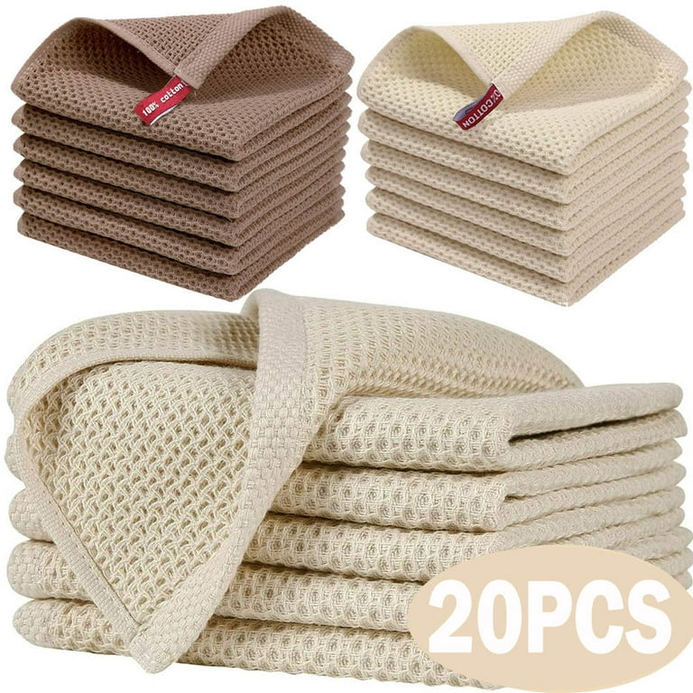  [12 Pack] Cotton Kitchen Towels - Waffle Weave for