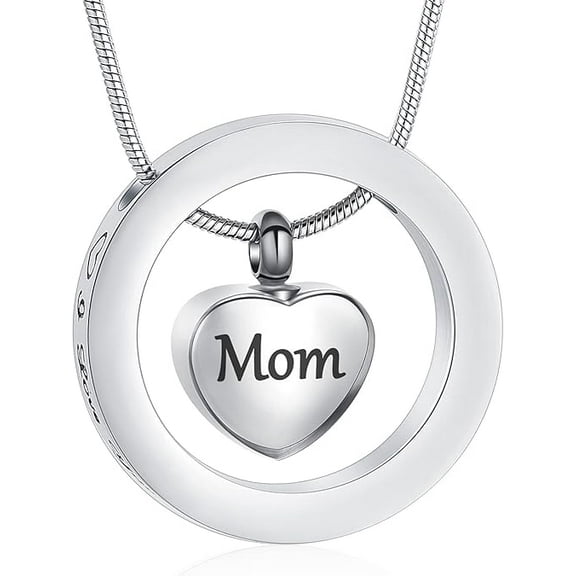 Circle of Life Urn Necklaces for Ashes with Heart Cremation Jewelry Eternity Memorial Keepsake Ashes Holder for Human / Pet
