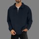 thumbnail image 1 of pstuiky camisas de manga larga para hombre, Blusas casuales de color liso con cuello plegable y cremallera para hombre, de manga larga camisetas de hombre m, 1 of 6