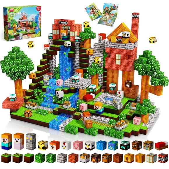 200PCS Magnetic Blocks - Forest Magnetic Building Blocks, Stacking Magnets for Kids, Strong Magnets, Sensory Toy for STEM Learning Toys for Kids 3+ B