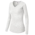 thumbnail image 2 of MBJ Womens Lightweight Fitted V Neck Burnout Long Sleeve Shirt, 2 of 4