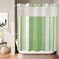 thumbnail image 2 of No Hook Shower Curtain, Vintage Mint Green Striped Shower Curtains for Bathroom with See Through Top Window, Farmhouse Modern Stripes Boho Waterproof & Washable Bath Curtain 66"x72", 2 of 9