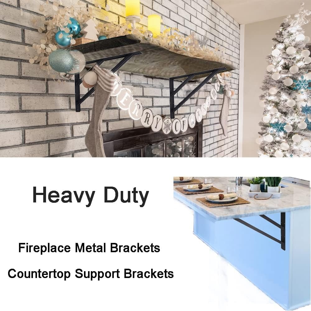 VANROUG 2Pcs Heavy Duty Shelf Bracket Countertop Support Brackets 16"x12" Wall Mounted Floating Shelf Bracket,Solid Fireplace Metal Brackets for Shelves for Tops Cabinetry Table Work Bench