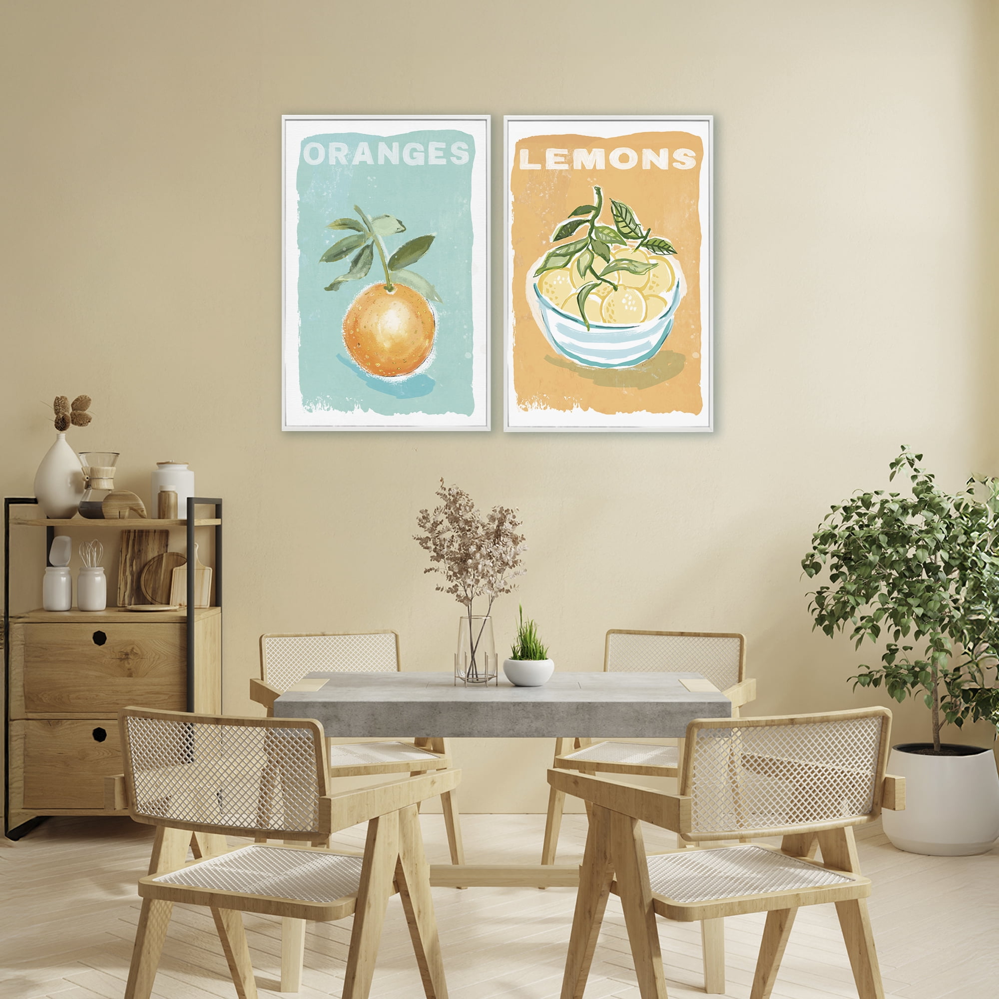 Stupell Industries Citrus Twist Motif 2 Piece White Framed Giclee Art Set, design by Chad Barrett