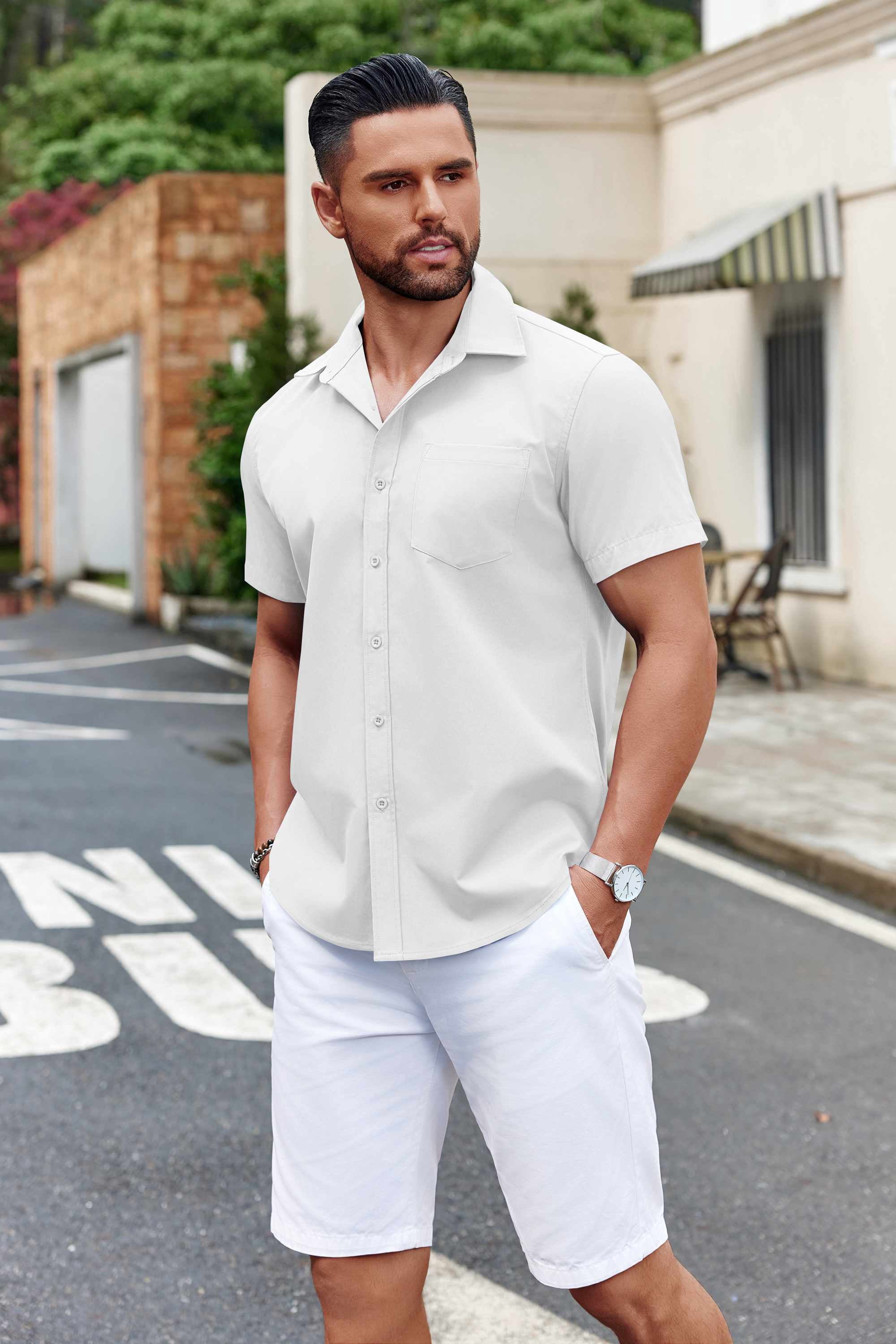COOFANDY Mens Button Up Short Sleeve Shirts Regular Fit Business Casual Shirts Summer Fitted Dress Shirts