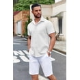 thumbnail image 5 of COOFANDY Mens Button Up Short Sleeve Shirts Regular Fit Business Casual Shirts Summer Fitted Dress Shirts, 5 of 7