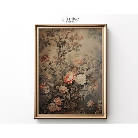 Modroom Floral Tapestry Print | Textile Art | Vintage Fabric Print | Light Academia Decor | Tapestry Artwork | Rustic Fabric Decor | #579 Wall Art Modern Wall Decor 8x12 UNFRAMED