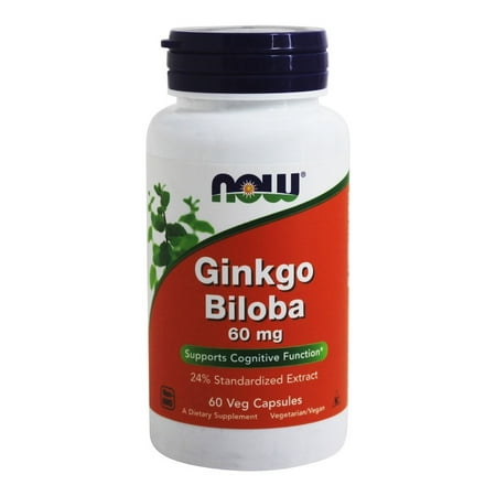 Ginkgo Biloba Liquid Extract - NOW Foods - Ginkgo Biloba 24% Standardized Extract - 60 Vegetarian Capsules