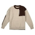 thumbnail image 1 of MIASHUI Color Block Sweater Men Fall Winter Loose Casual Lazy Style Design Niche Pullover Knit Shirt Long Sleeve Unique Brown,L, 1 of 8