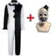 thumbnail image 1 of Terrifier 2 Art The Clown Complete Cosplay Costume Jumpsuit With Hat For Halloween Events, 1 of 5