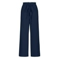 thumbnail image 5 of Jjayotai Women's Wide Leg Pants with Pockets, High Waist Adjustable Knot Loose Casual Trousers, Business Work Casual Pants Blue S, 5 of 6