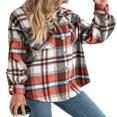 thumbnail image 4 of Veste Décontractée à Carreaux pour Femmes, Col à Revers, Manches Longues, Manteau Chemise, Automne Hiver, Doublé, Chaud, 4 of 9