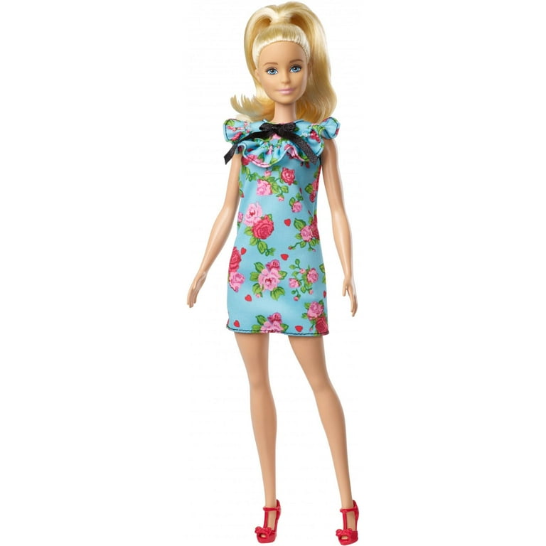 Barbie Fashionistas Doll, Original Body Type Wearing Teal Floral Dress Barbie Fashionistas Doll, Original Body Type Wearing Teal Floral Dress