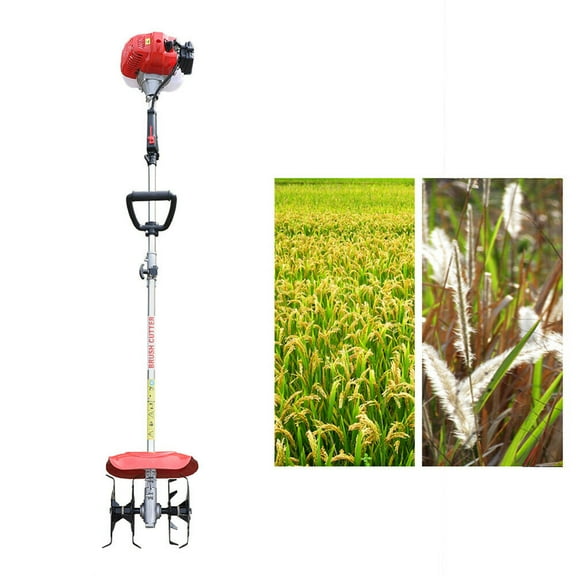 42.7CC Handheld Tiller Cultivator Garden Tilling Machine Gas Powered Engine Weeding Tool for Garden Farm Cutting Grass