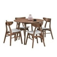 thumbnail image 2 of Dining Table Set for 4, 42.01 Inch Modern Simple Design Round Kitchen Table and 4 Fabric Upholstered Dining Chairs for Dining Room, Kitchen, Saving Space, Walnut, 2 of 7