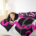 thumbnail image 3 of Manfei Abstract Brushstroke Twin Comforter Sets, Pink White Gray Bedding Set, Black Reversible 2pcs, 1 Comforter and 1 Pillowcase, 3 of 6