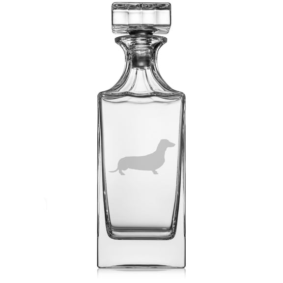 30 oz Glass Whiskey Decanter with Glass Stopper Gift Dachshund