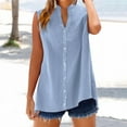 thumbnail image 2 of Ltctricy Women's Sleeveless Button down Shirts Pluis Size Cotton Linen Mock V Neck Basic Tank Tops Loose Casual Cami Shirts, 2 of 6