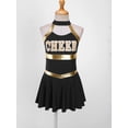 thumbnail image 3 of vastwit Costume de Pom-Pom Girl pour Filles Sans Manches à Lettres Imprimées Uniforme de Cheerleading Robe Plissée avec Pompons Noir 14, 3 of 7