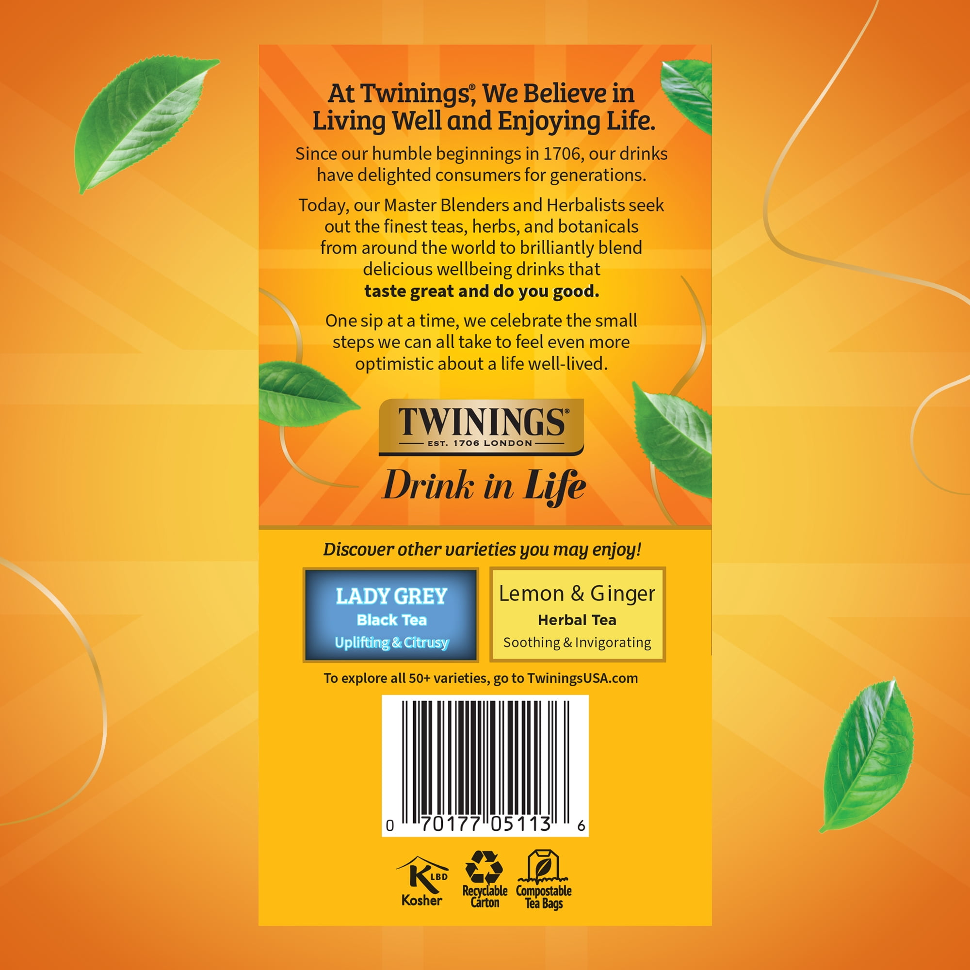 (4 pack) Twinings Earl Grey Citrus and Bergamot Black Tea Bags, 50 Count Box