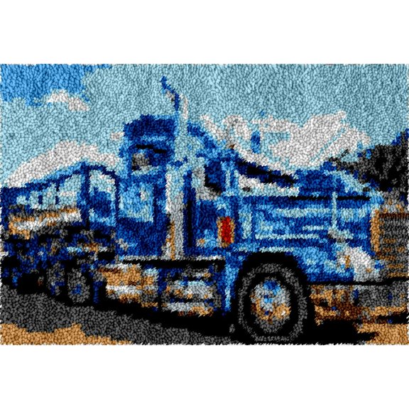 Rug Making Latch Hooking Kit,Blue Truck Rug Making Latch Hooking Kit ,Creative Craft Home Decor Ideal for Learning Rug Making