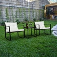 thumbnail image 3 of 3 Pieces Wicker Patio Set, Outdoor Rocking Chair Set with 2 Chairs and Beige Cushion, Balcony Porch Backyard Table and Chairs Set, 3 of 10