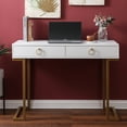 thumbnail image 4 of Luxen Home WHIF1441 Black Wood & Metal Two Drawer Writing Desk, 4 of 5