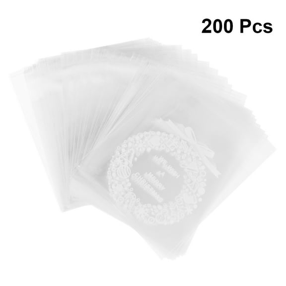 Baking Bag Christmas Favor Bags Min Xmas Self-Adhesive Gift Packing Bread 200 Pcs