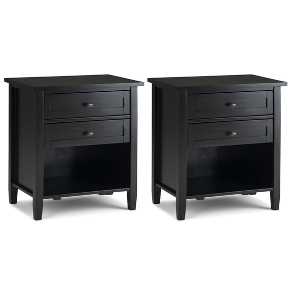 Simpli Home Warm Shaker 24 inch Solid Wood Transitional Night Stand in Hickory Brown (Set of 2)